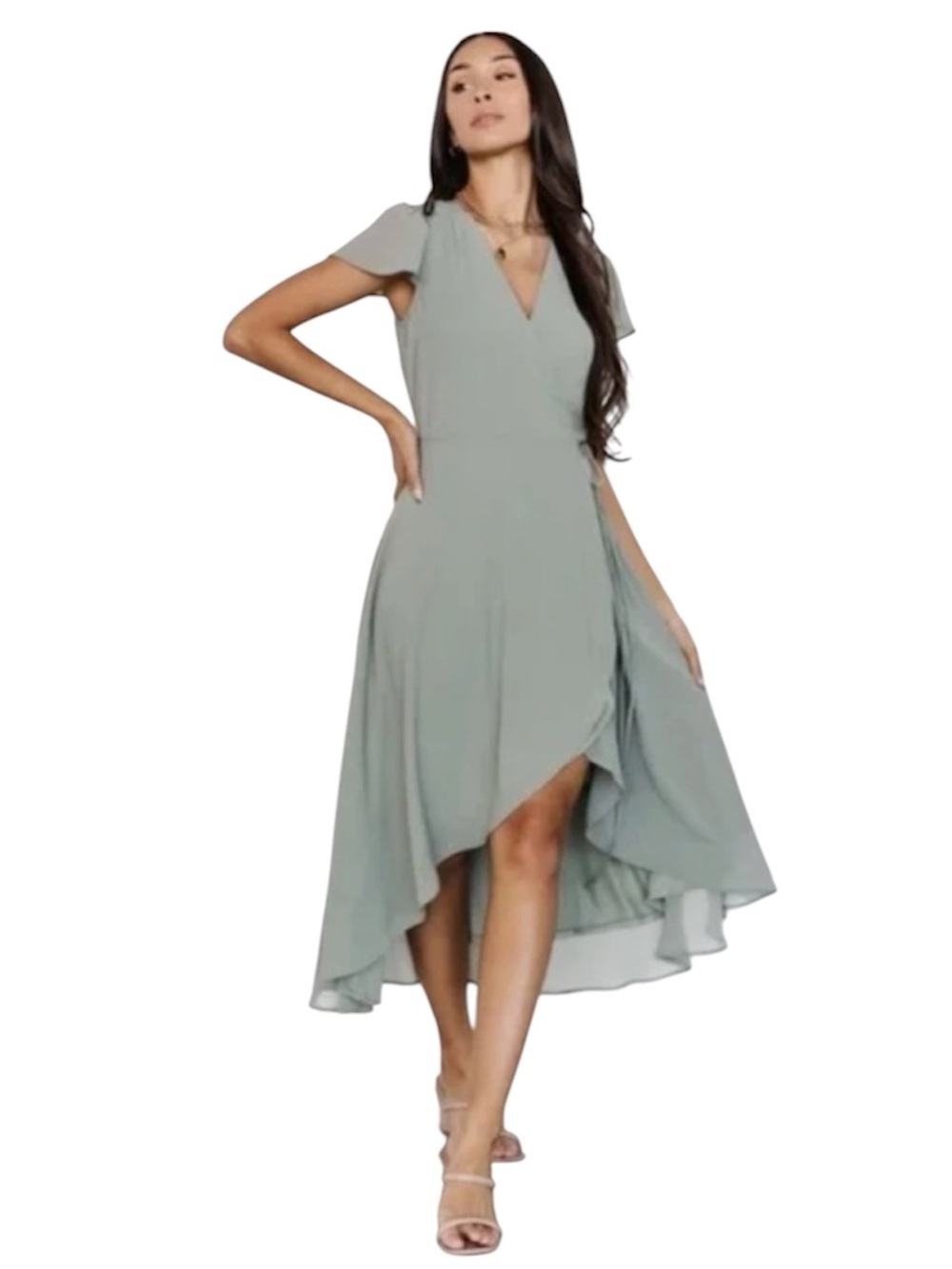 Baltic Born | Bristol Midi Wrap Dress Sage Green Size Large NWT